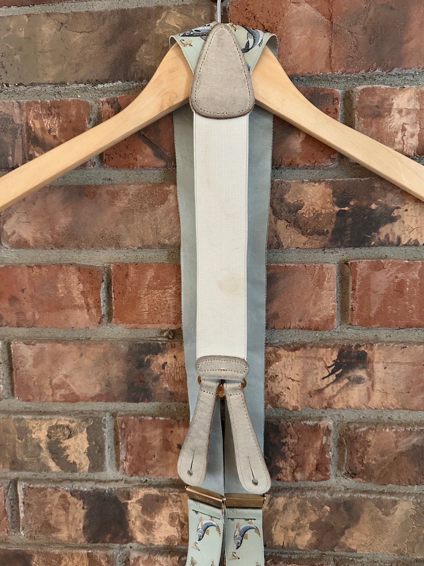 Vintage Trafalgar Silk Suspenders - Fly Fishing Trout Theme