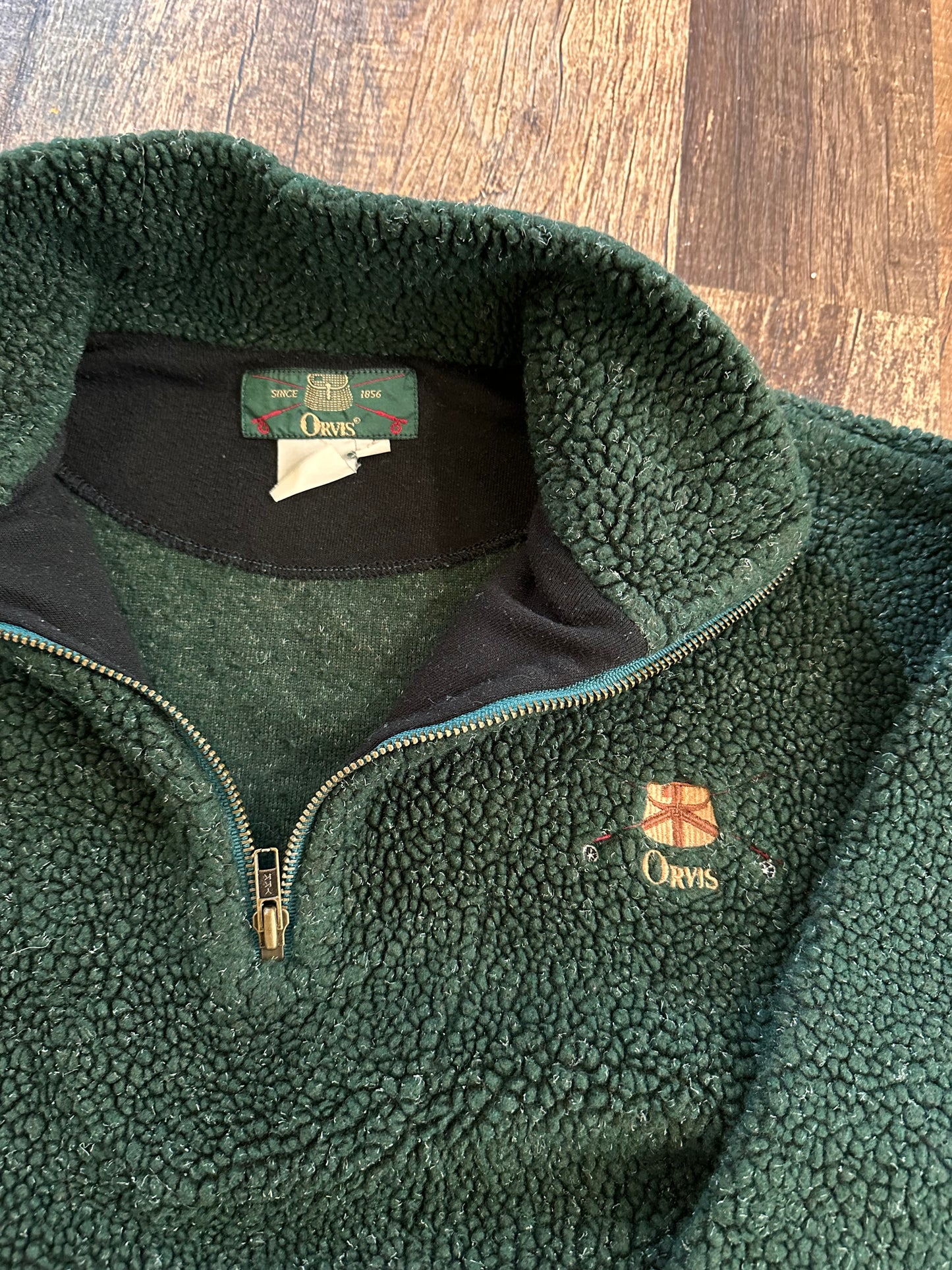 Vintage Orvis 1/4 Zip Sherpa (S) Embroidered Creel Logo - Forest Green