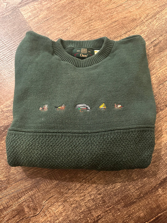 Vintage Orvis Sweater (M) Embroidered Flies
