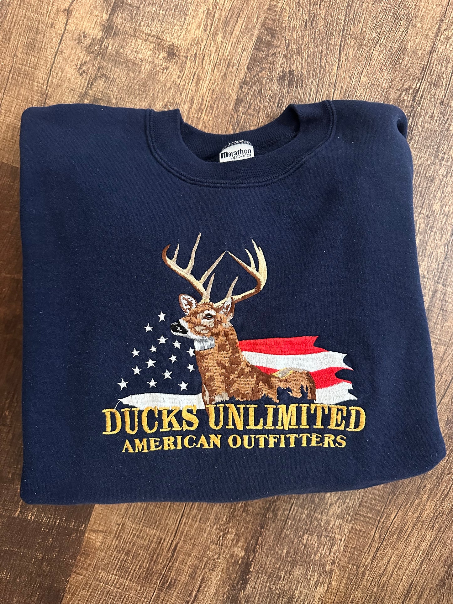 Vintage Ducks Unlimited Crewneck (XL) Embroidered Buck America - Navy