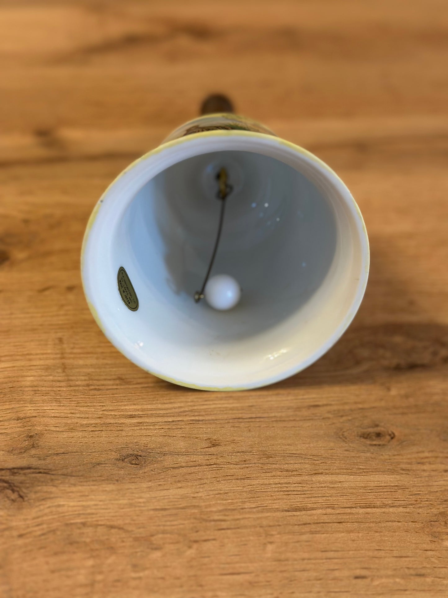 Vintage Porcelain Hand Bell - Game Birds - Yellow