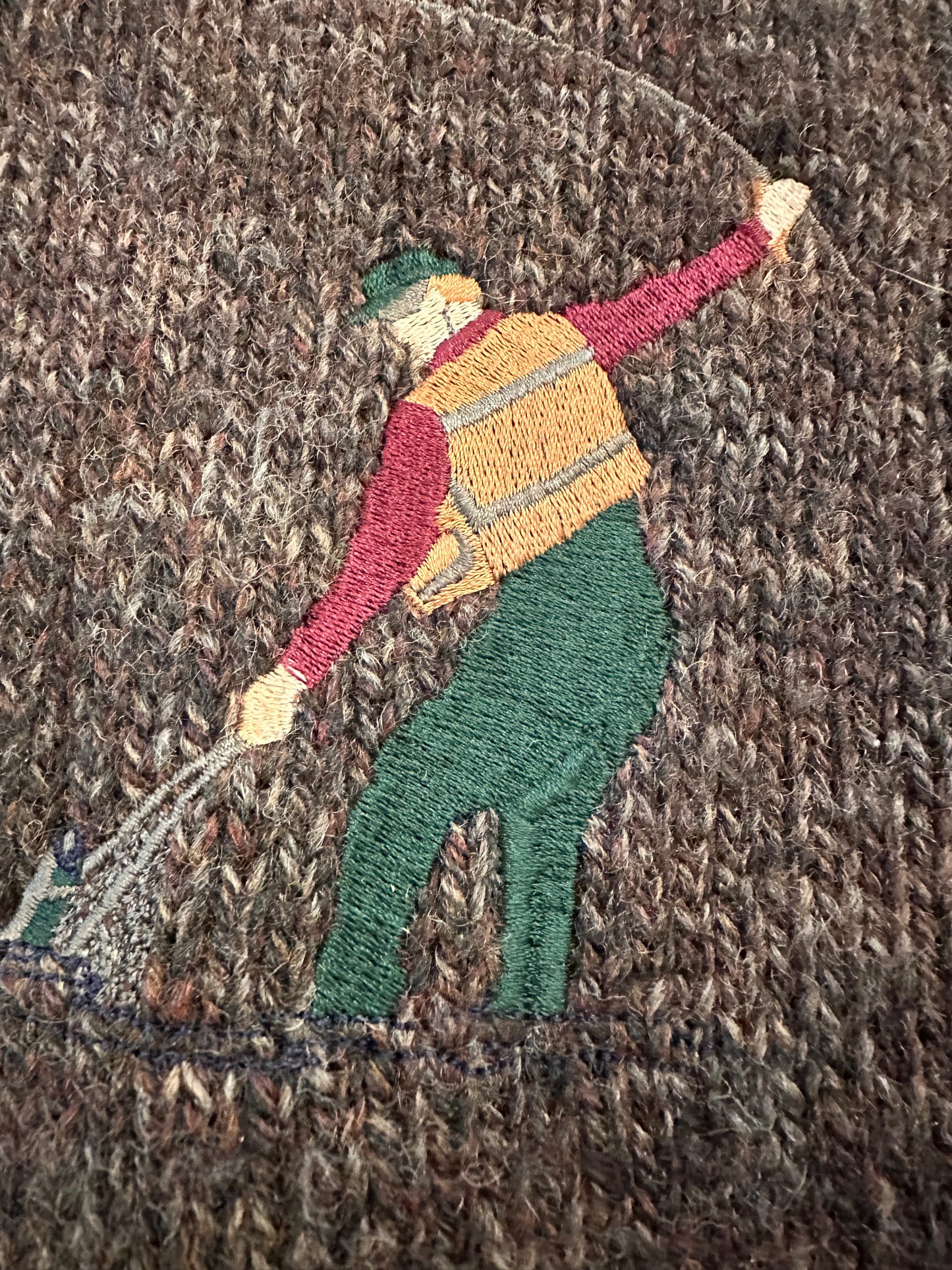 Vintage Woolrich Sweater (L) Embroidered Fly Fishermen