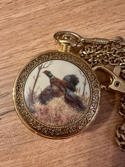 Vintage Franklin Mint Pheasant Pocket Watch