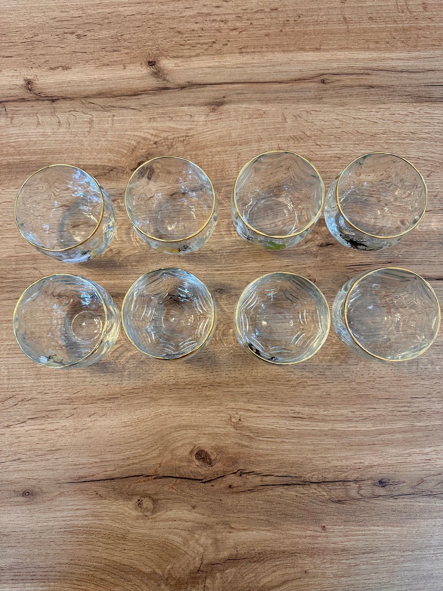 RARE 🥃 Ned Smith “Big Game” Low Ball Whiskey Glasses (Set of 8)