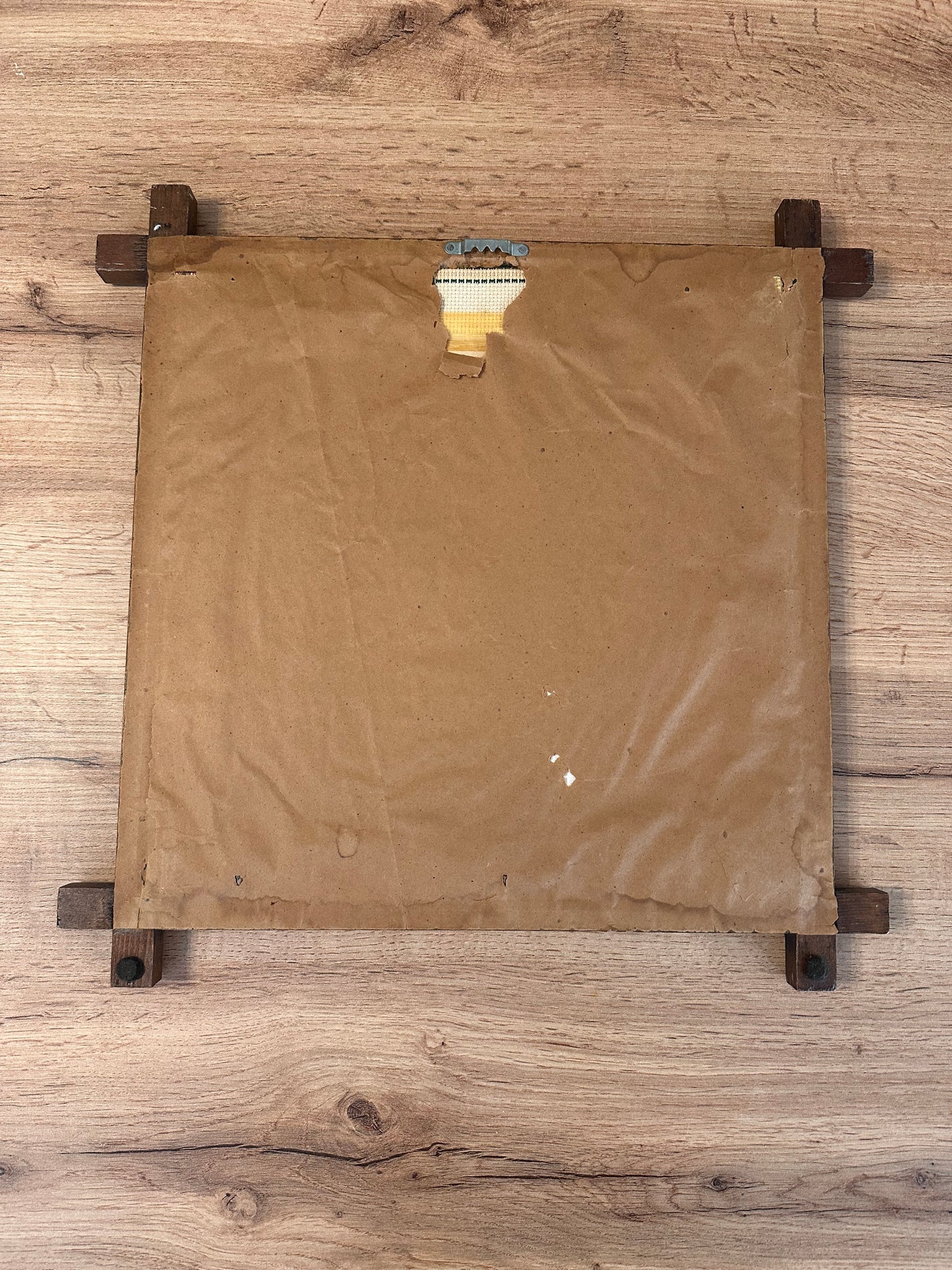 Vintage Cross Stitch Plaid Padded Cross Frame - “A Hunting I Will Go”