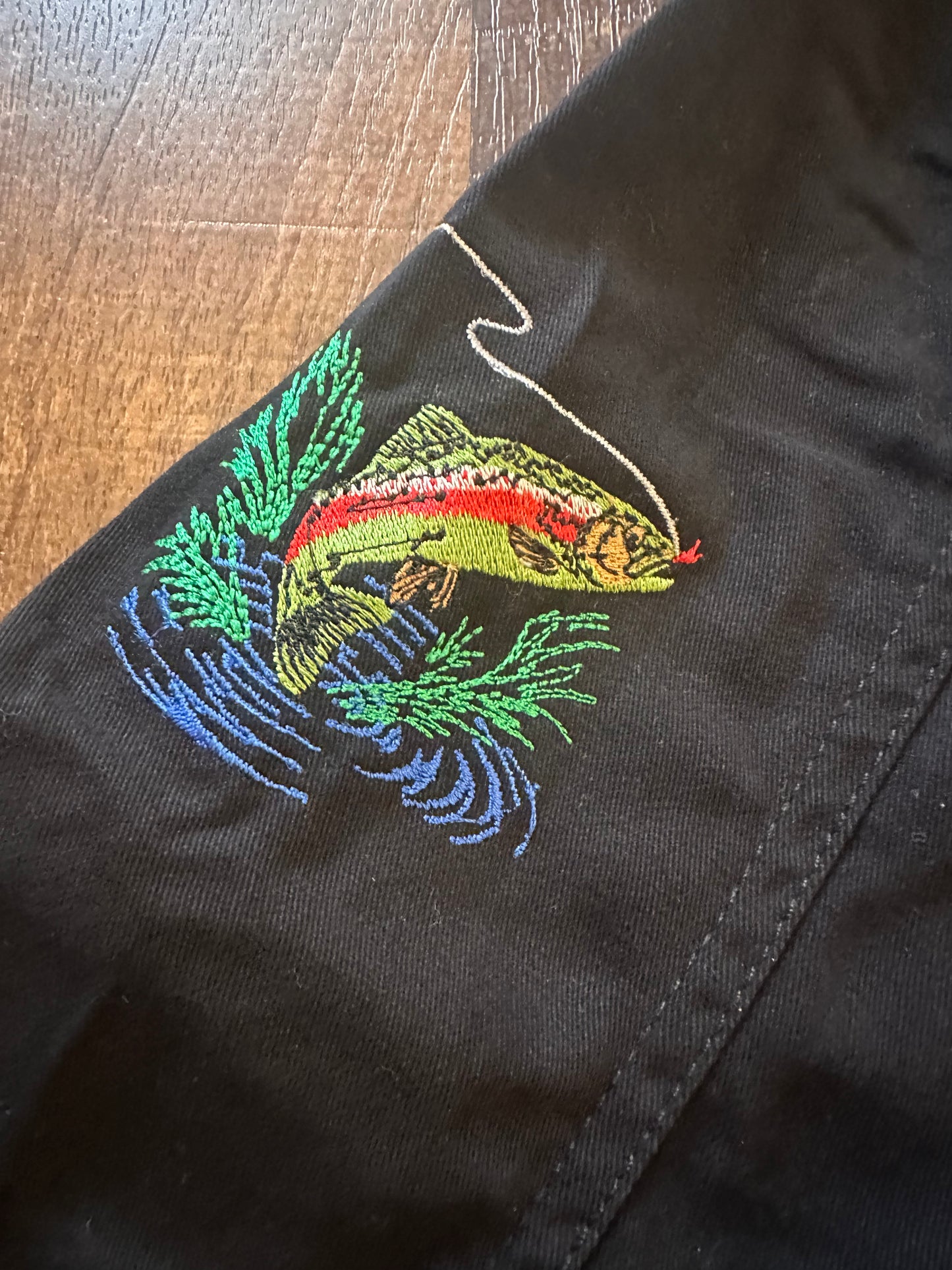 Vintage Stony Creek Utility Jacket (M) Embroidered Trouts - Black
