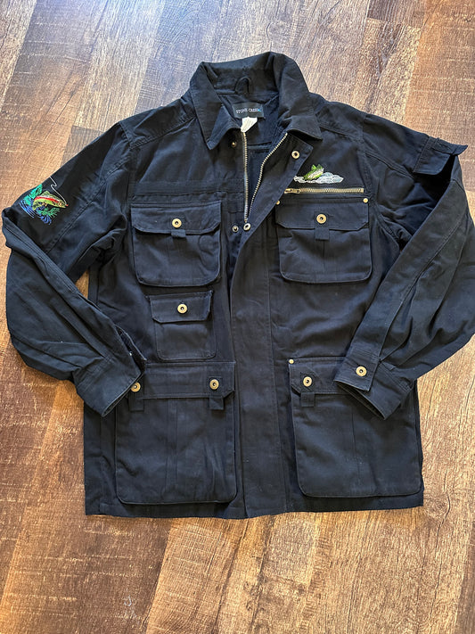 Vintage Stony Creek Utility Jacket (M) Embroidered Trouts - Black