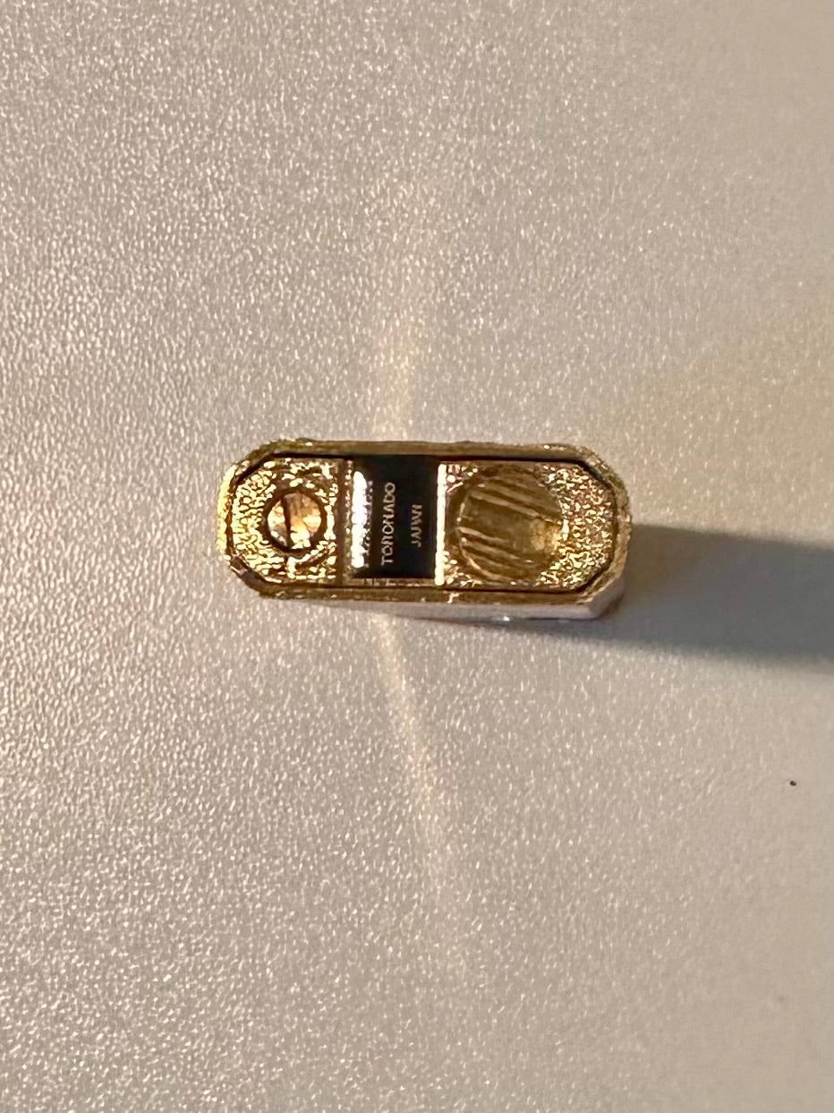 Vintage Flamex Toronado Lighter Featuring Raised Fly Fisherman 3" Gold Tone