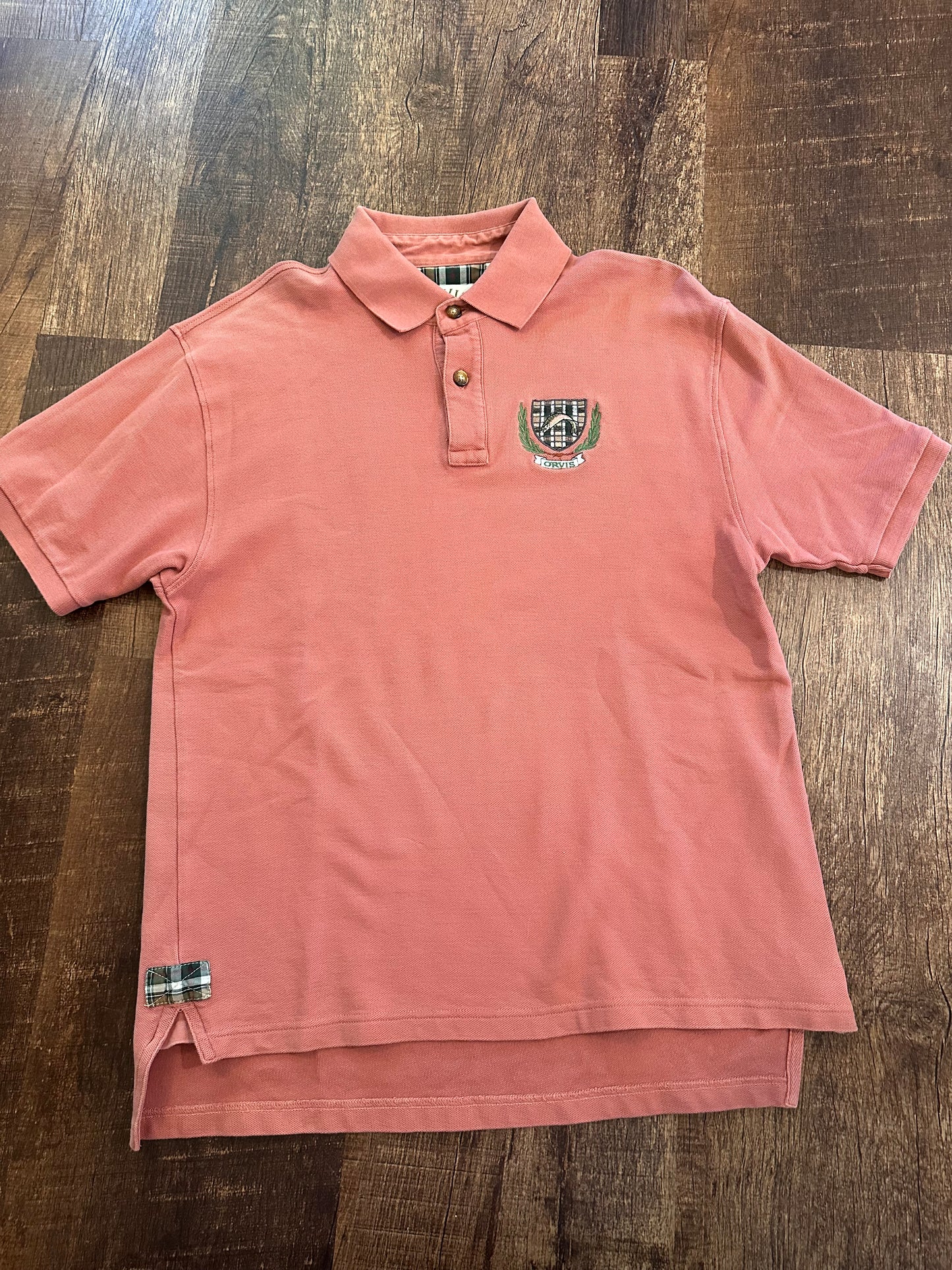 Vintage Orvis Polo (M) Embroidered Trout Crest - Salmon
