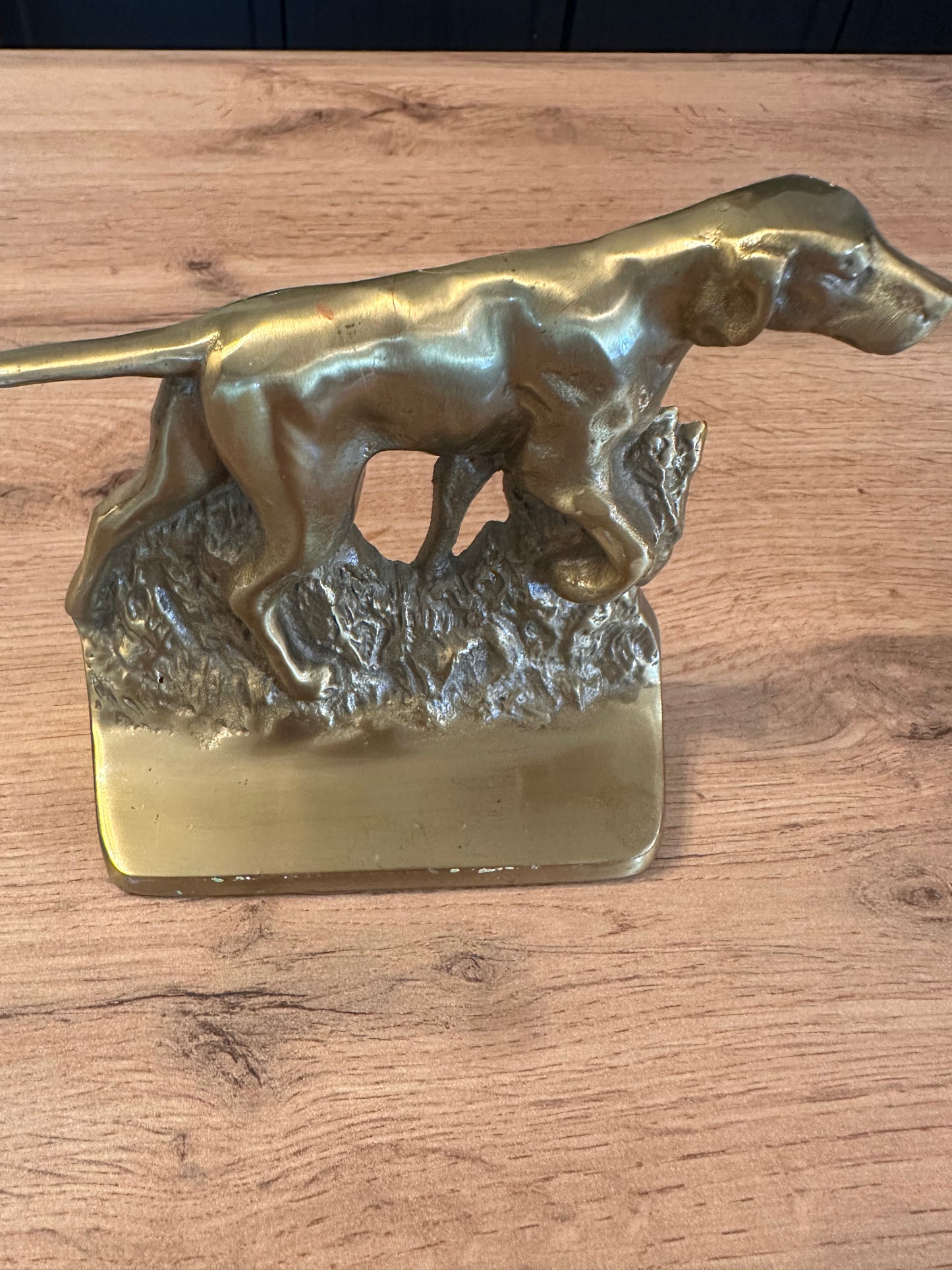 Vintage Heavy Brass Pointer Bird Dog Bookends