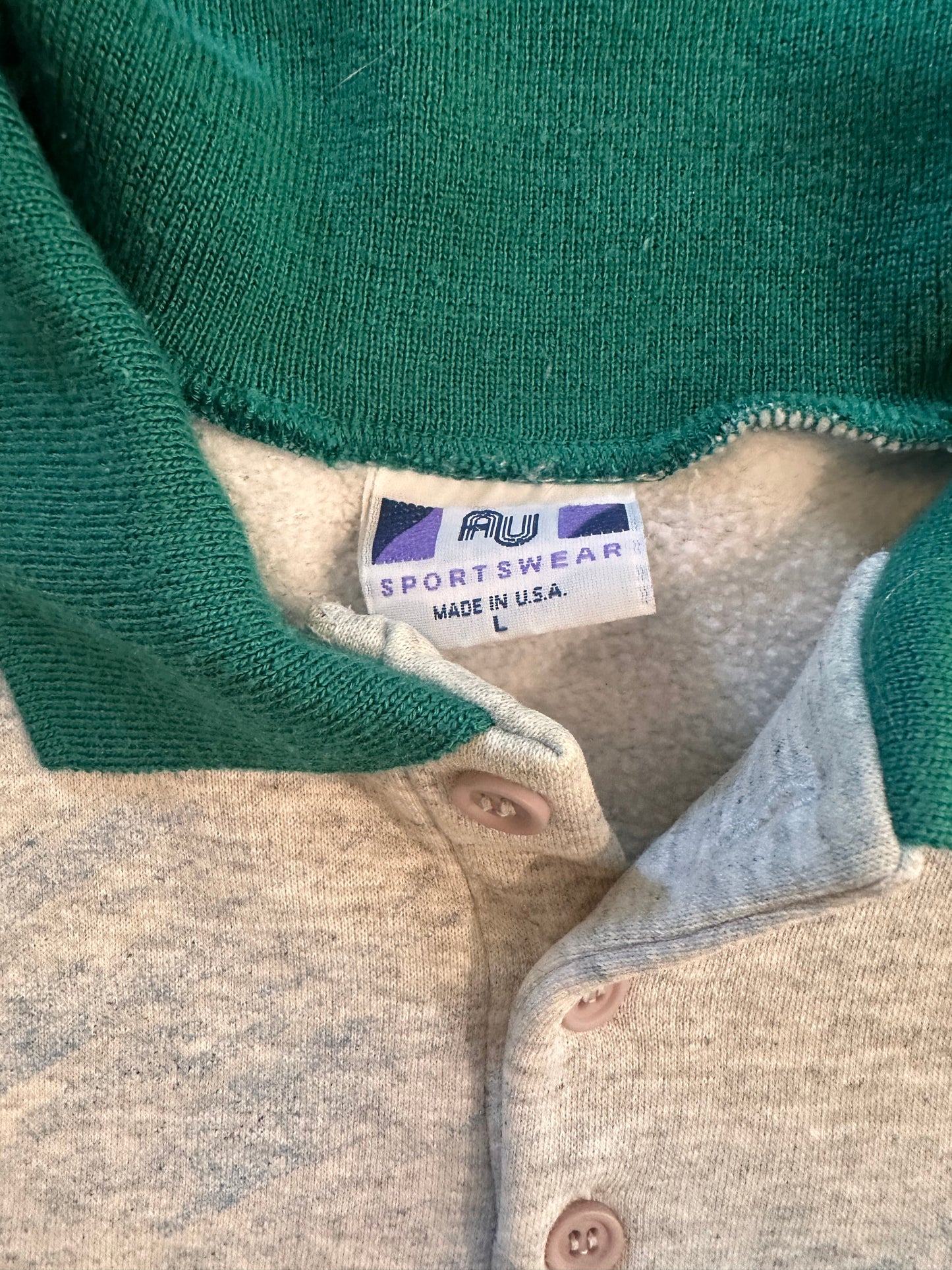 VTG Art Unlimited Collared Henley Sweatshirt (L) Wraparound Loons