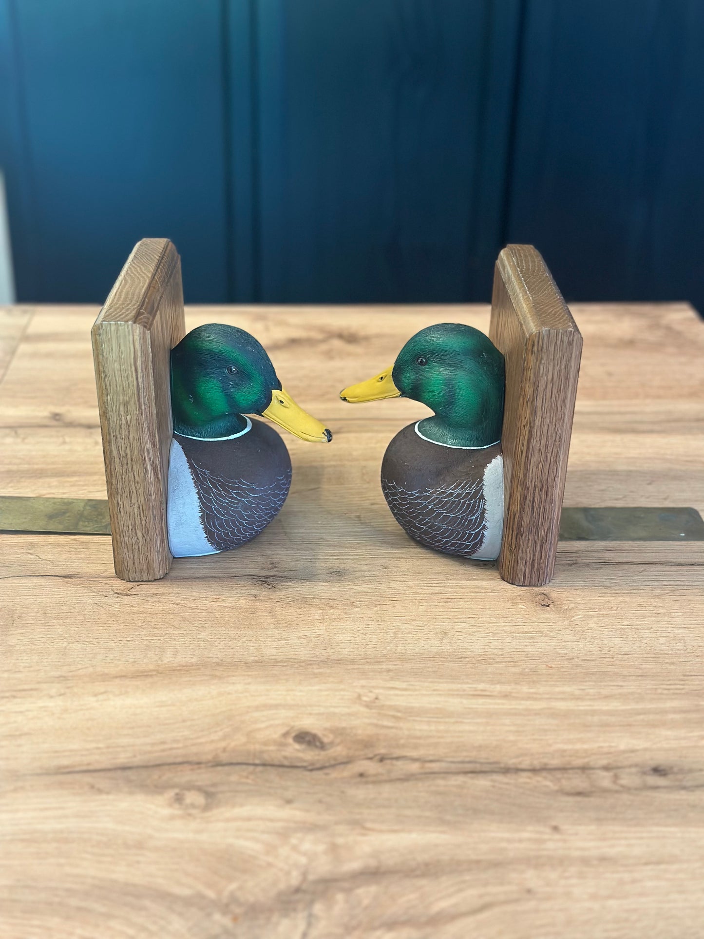 Vintage Wooden Mallard Duck Bookends