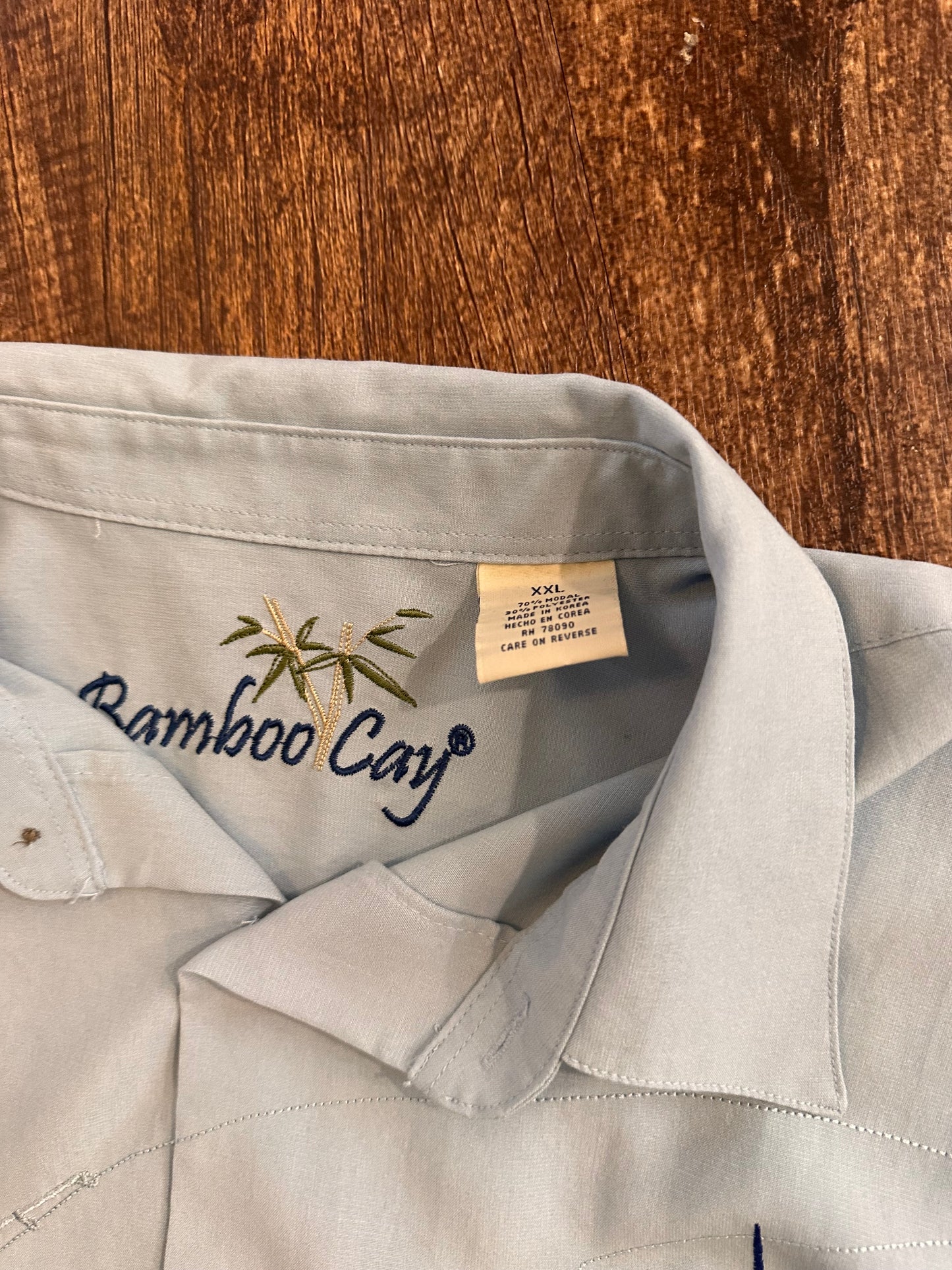 Bamboo Cay Button Down T (XXL) Sailfish Fishing Pocket - Light Blue