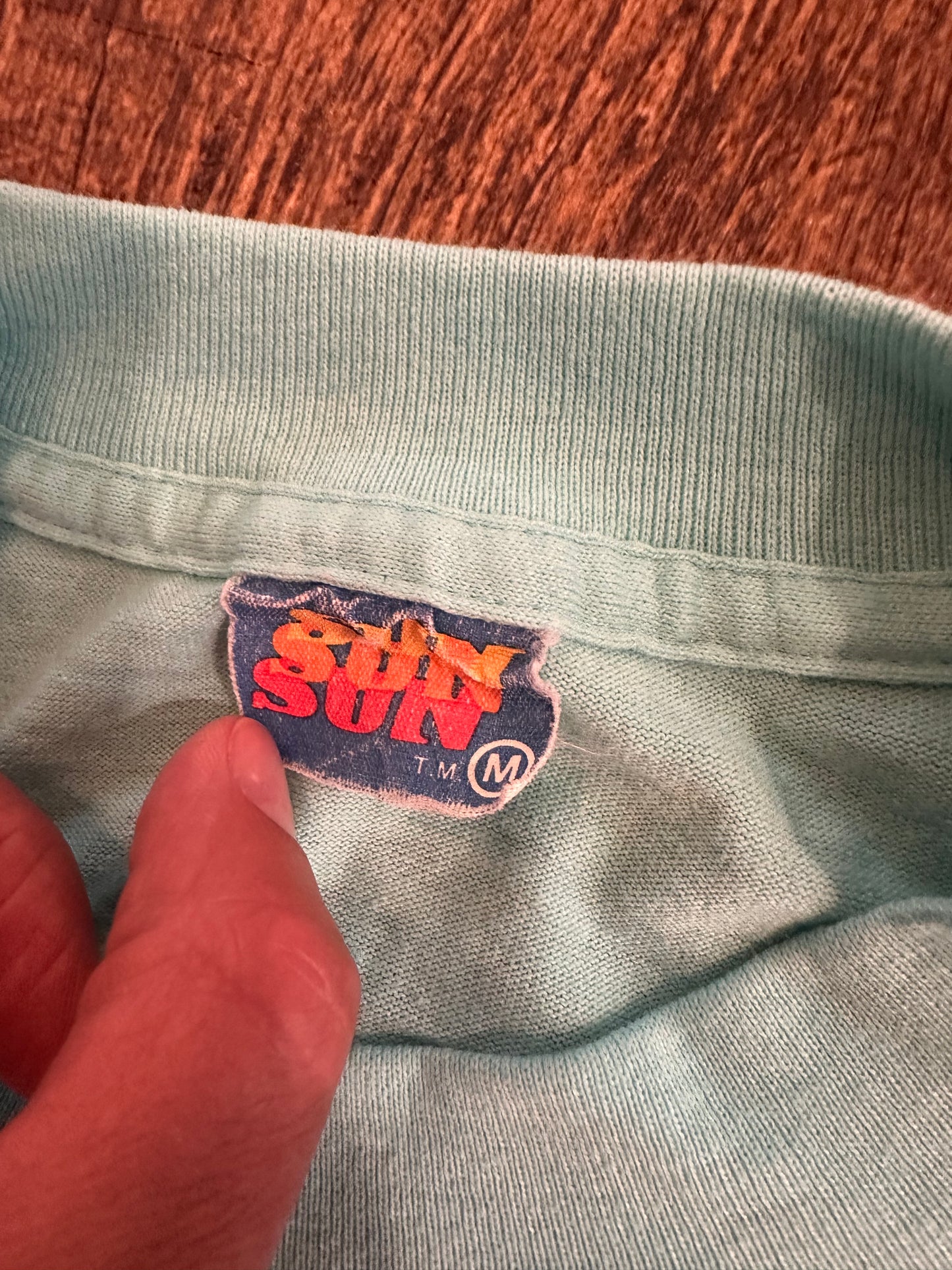 Vintage 1990 Sun Sportswear T (M) Trout Cove Catch & Release - Blue / Turquoise