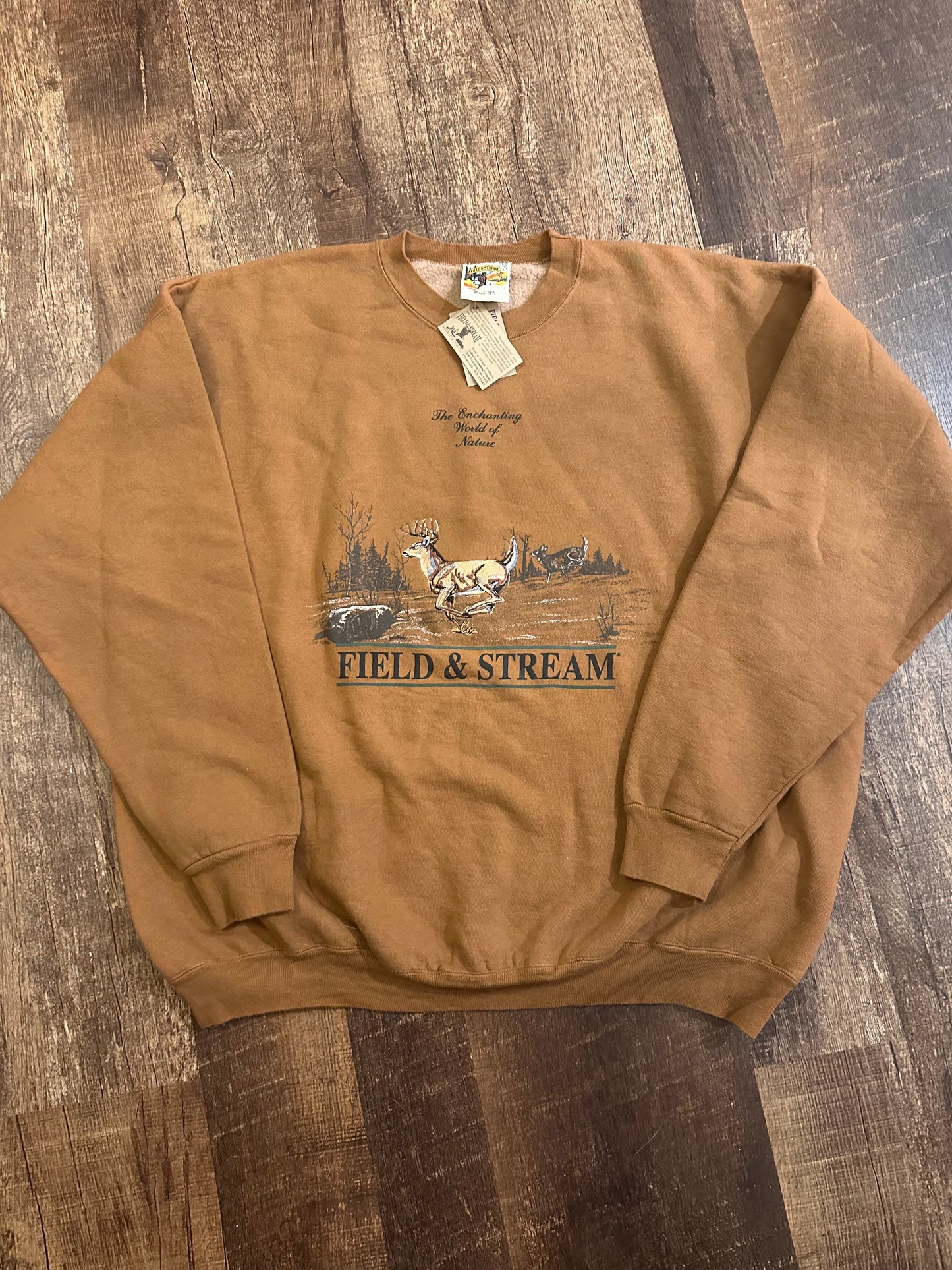 Vintage Field & Stream Crewneck (XXL) Embroidered Buck - Burnt Orange