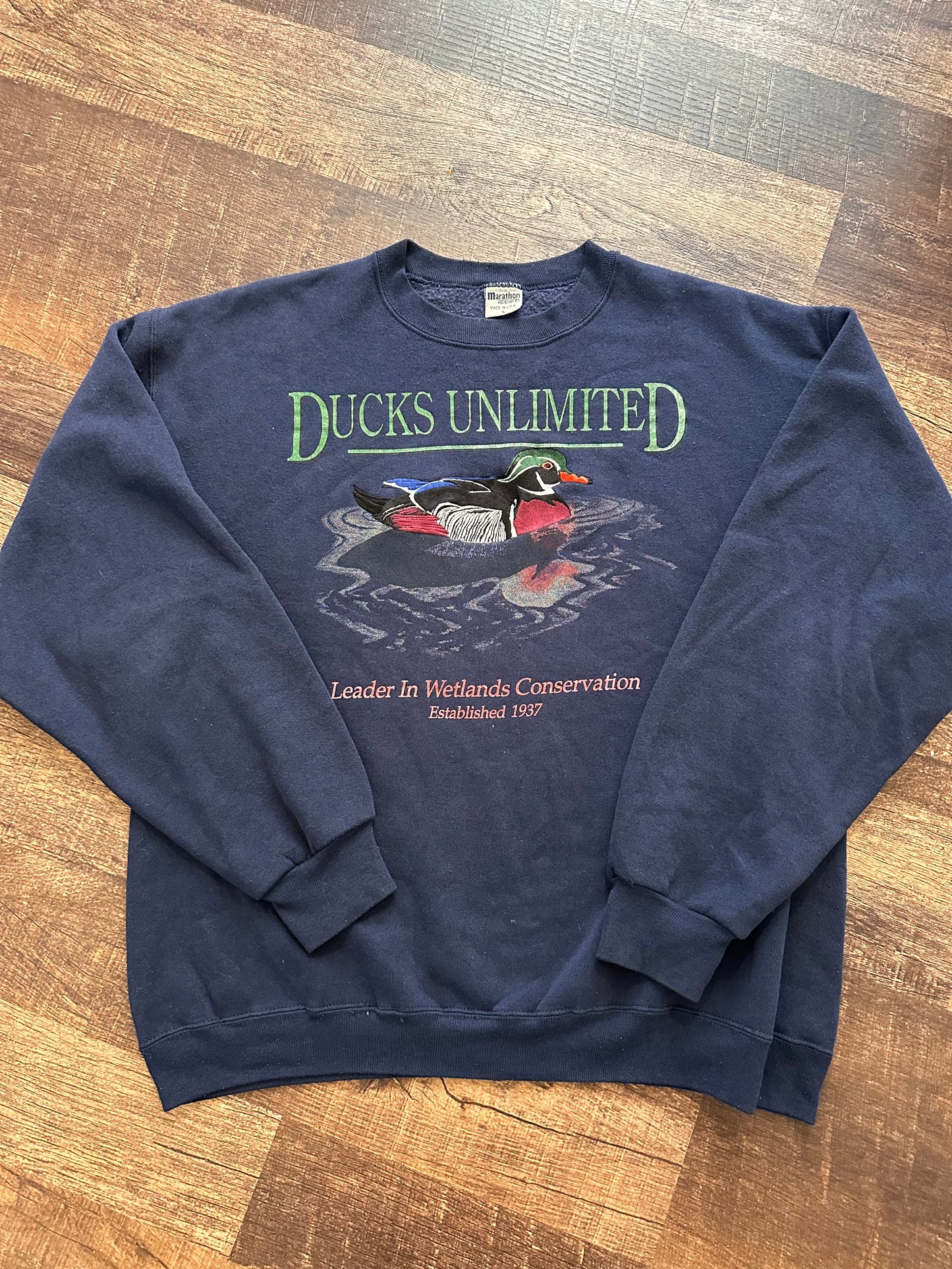 Vintage Ducks Unlimited Crewneck (L) Embroidered Duck on Graphic