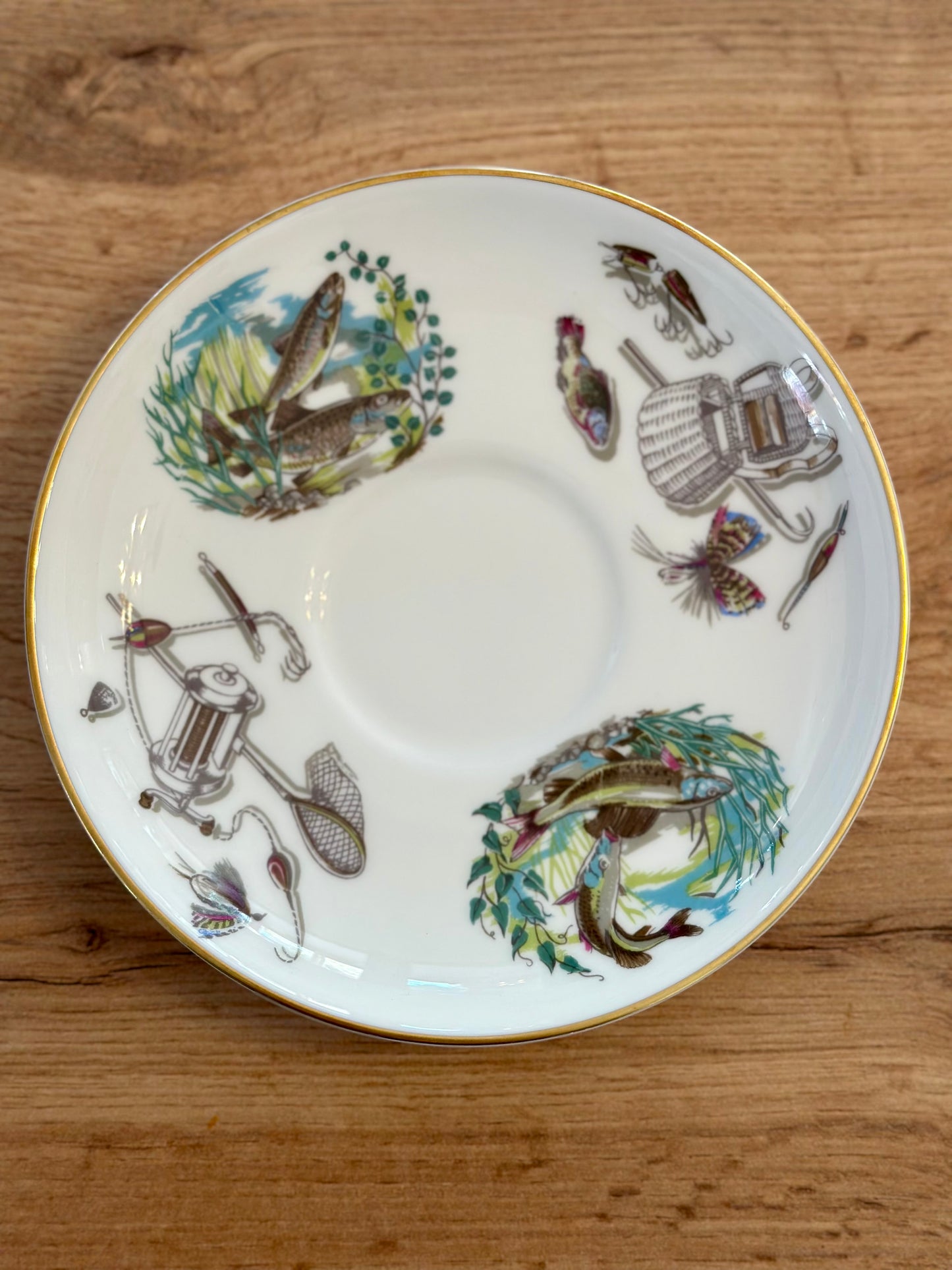 Vintage Royal Worcester Cup and Saucer - “To A Very Important Person” Fly Fishing and Trout Scenes