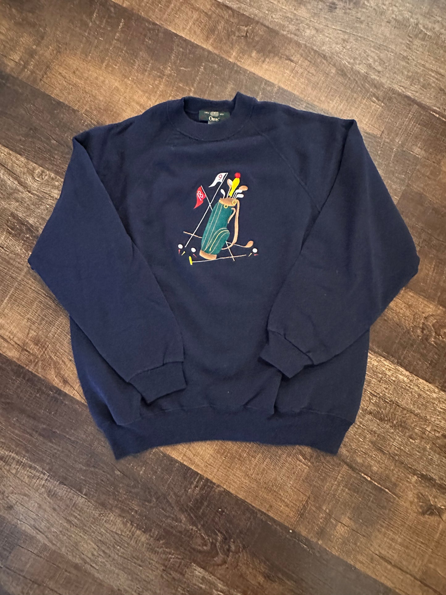 Vintage Orvis Crewneck (XXL) Embroidered Golf Clubs - Navy