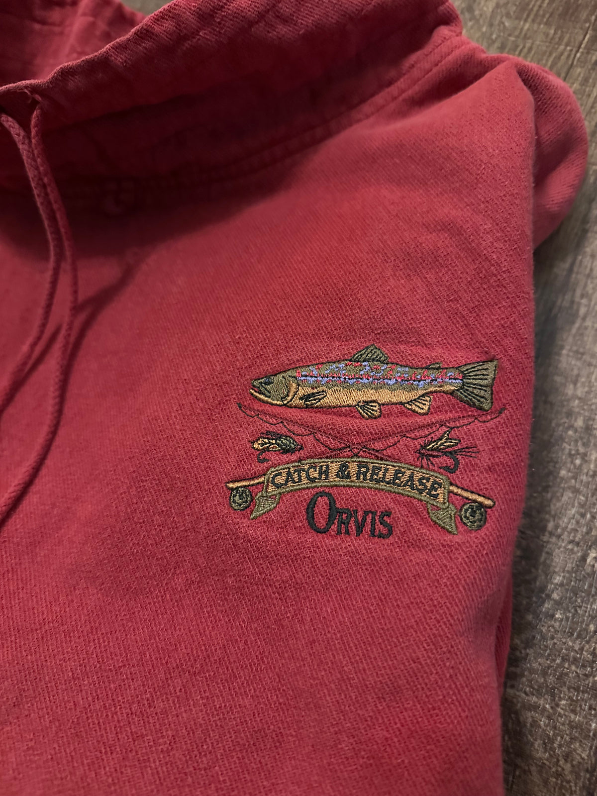 Vintage Orvis Canvas Pullover (S/M) Embroidered Catch and Release