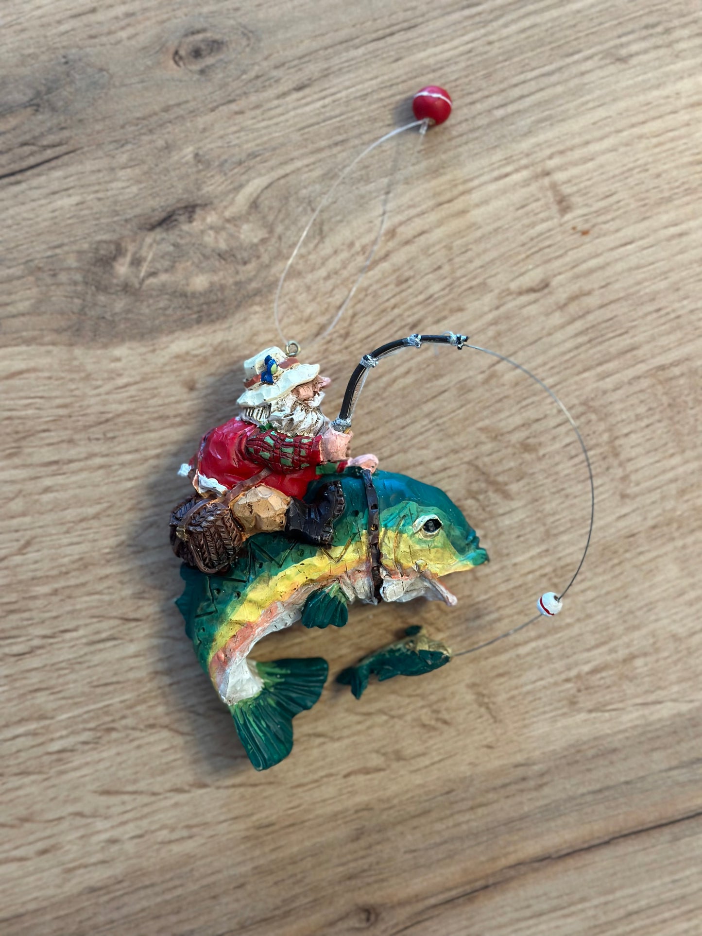 Santa Riding Large Trout Ornament