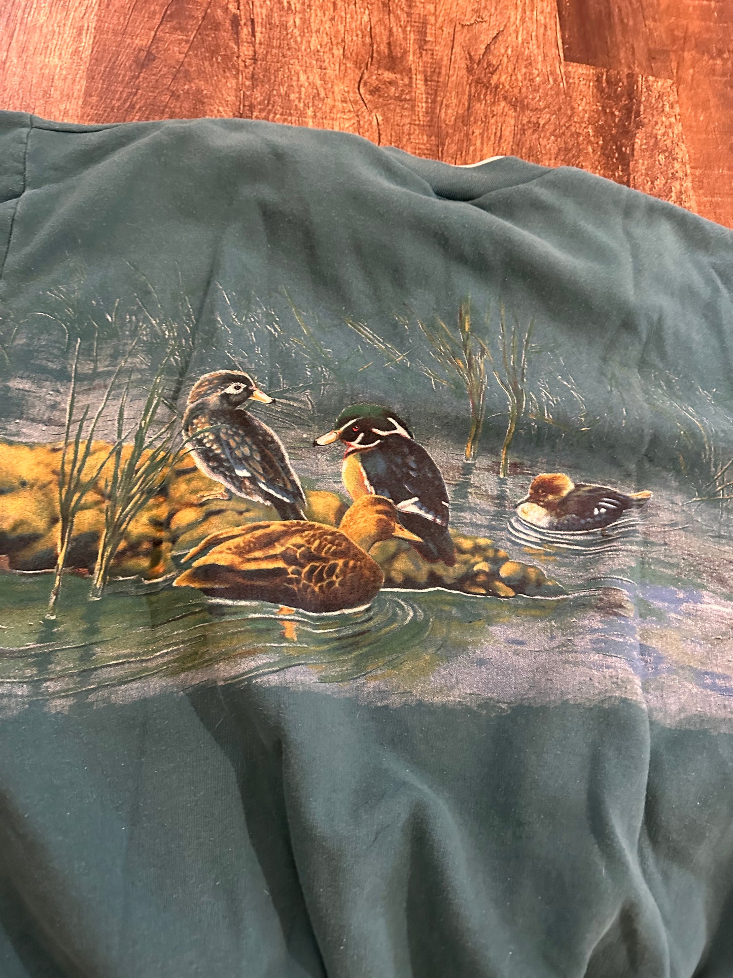 Vintage Art Unlimited Henley Crewneck (XL) Ducks Scene
