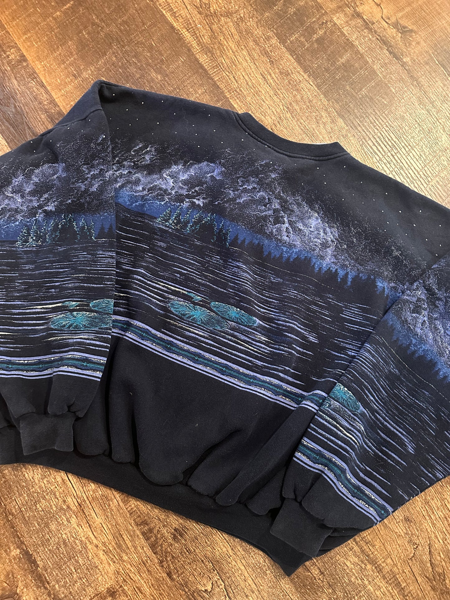 Vintage Art Unlimited Henley Crewneck (XXL) Loons at Night