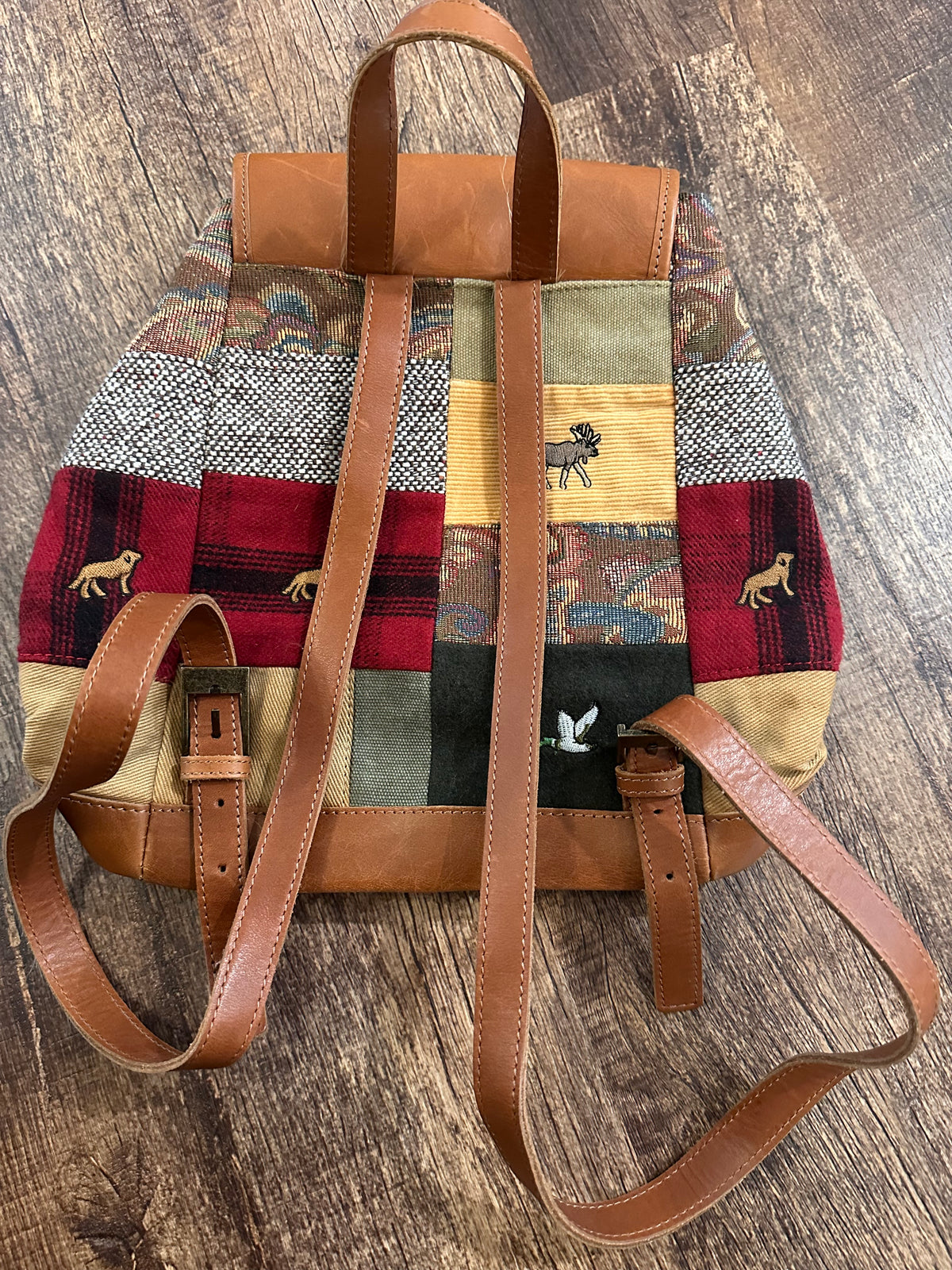 Vintage L.L. Bean Leather Patchwork Mini Backpack