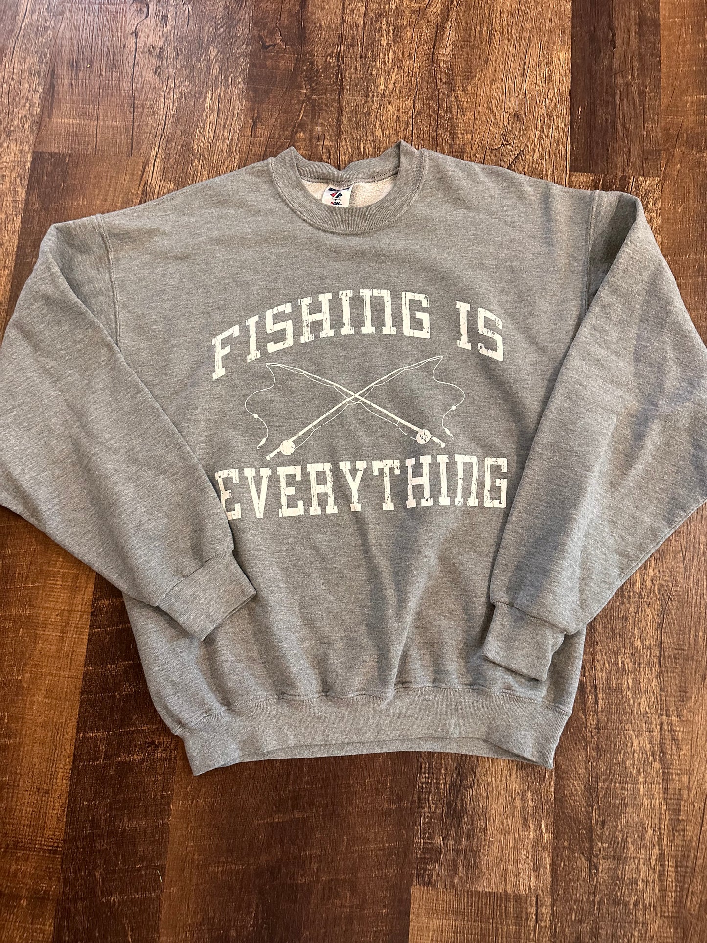 Vintage Fishing is Everything Crewneck (L) Gray