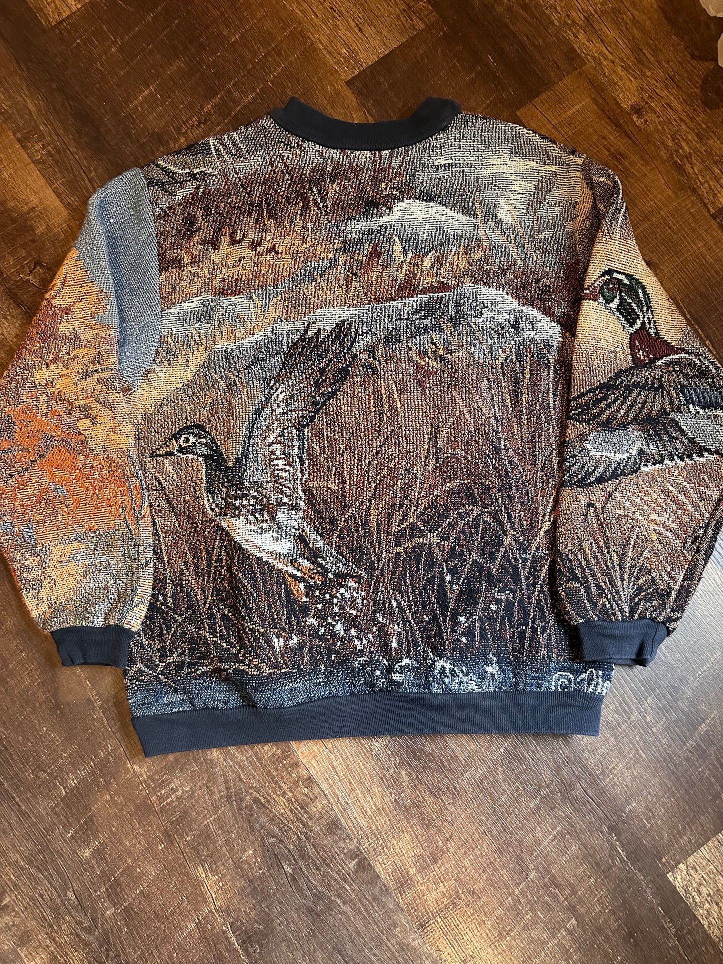 Vintage Sugar Street Tapestry Crewneck (OS) White Tail Buck and Ducks