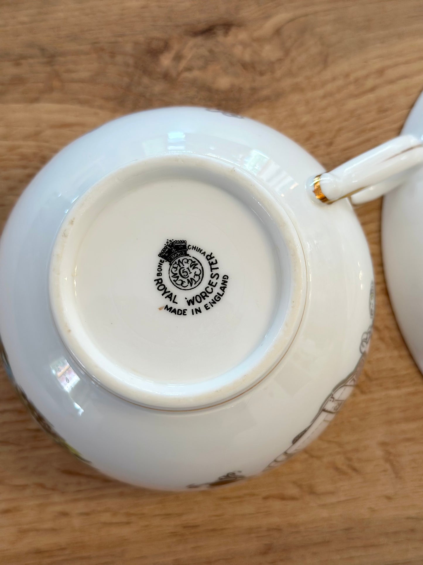 Vintage Royal Worcester Cup and Saucer - “To A Very Important Person” Fly Fishing and Trout Scenes