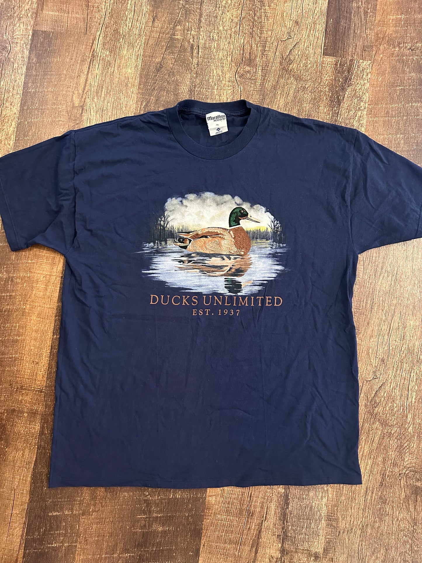 Vintage Ducks Unlimited Tshirt (XL) Embroidered Mallard - Navy