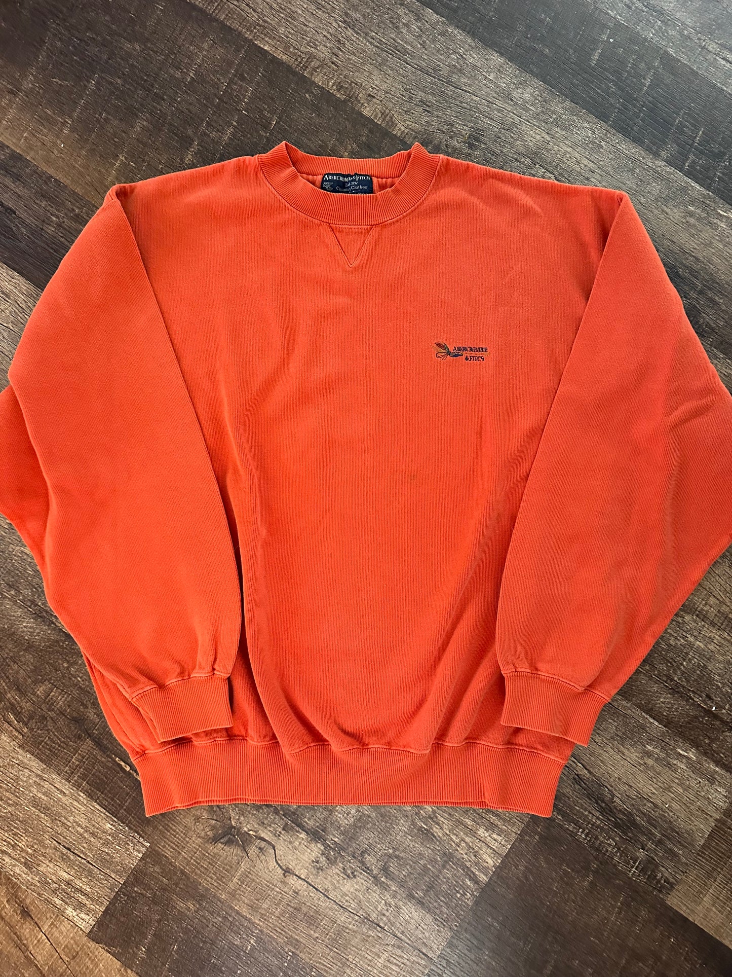 Vintage Abercrombie & Fitch Crewneck (L) Embroidered Fly Logo - Orange