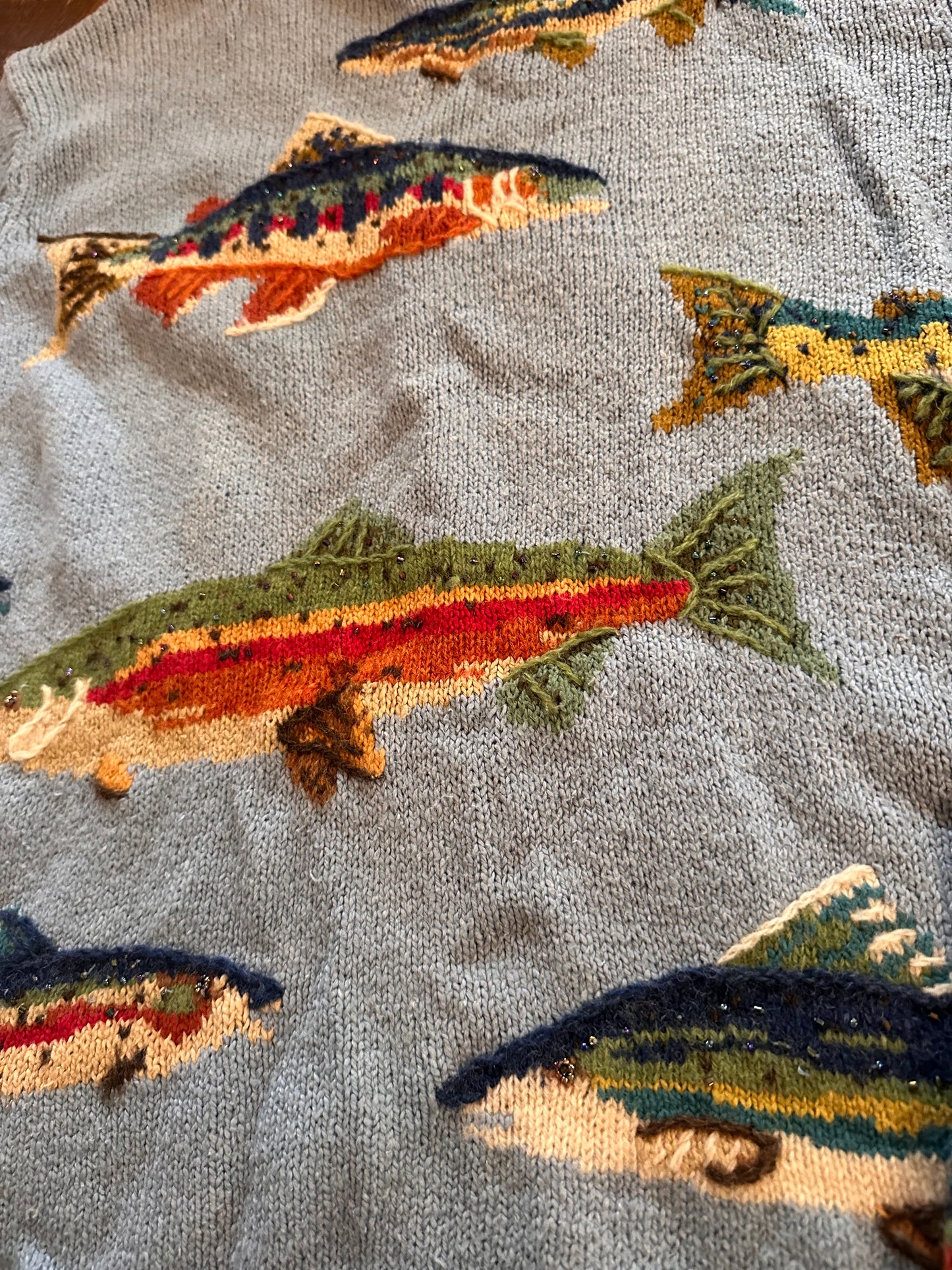 Vintage Rare Northern Isles Sweater (S) Hand Knit with Beading - Light Blue