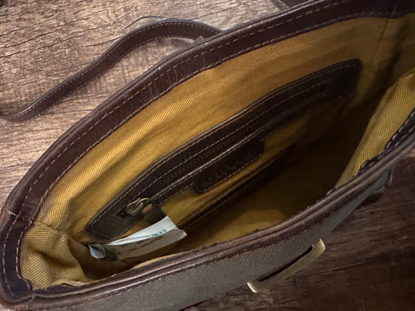 Vintage Orvis Small Crossbody Purse - Canvas Leather Gold Accents