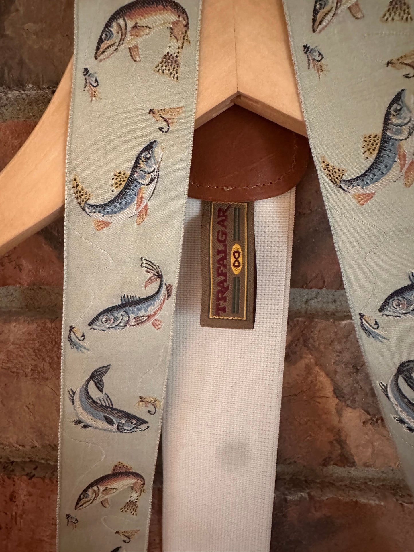 Vintage Trafalgar Silk Suspenders - Fly Fishing Trout Theme