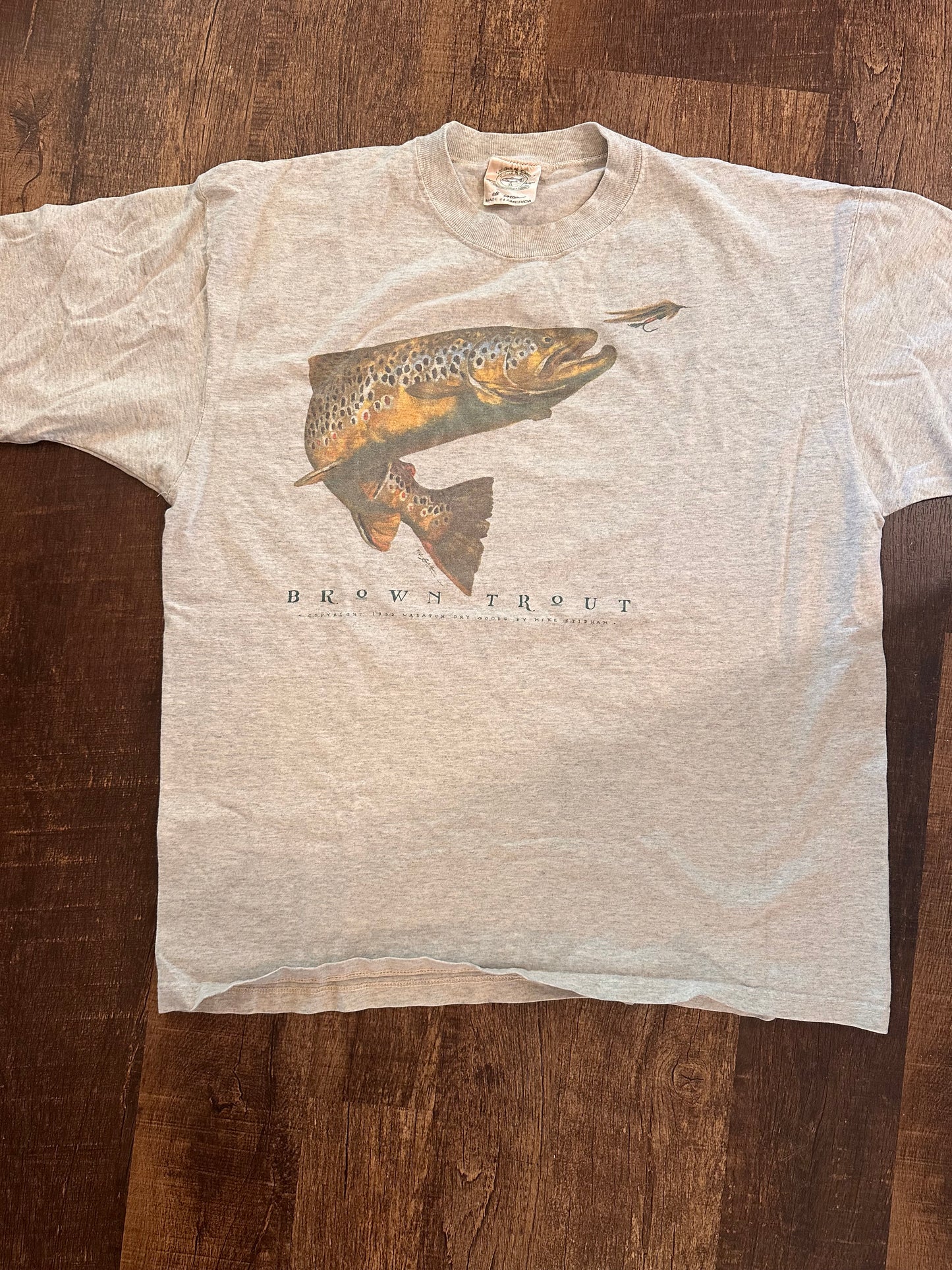Vintage Wasatch T (XL) Brown Trout - Gray