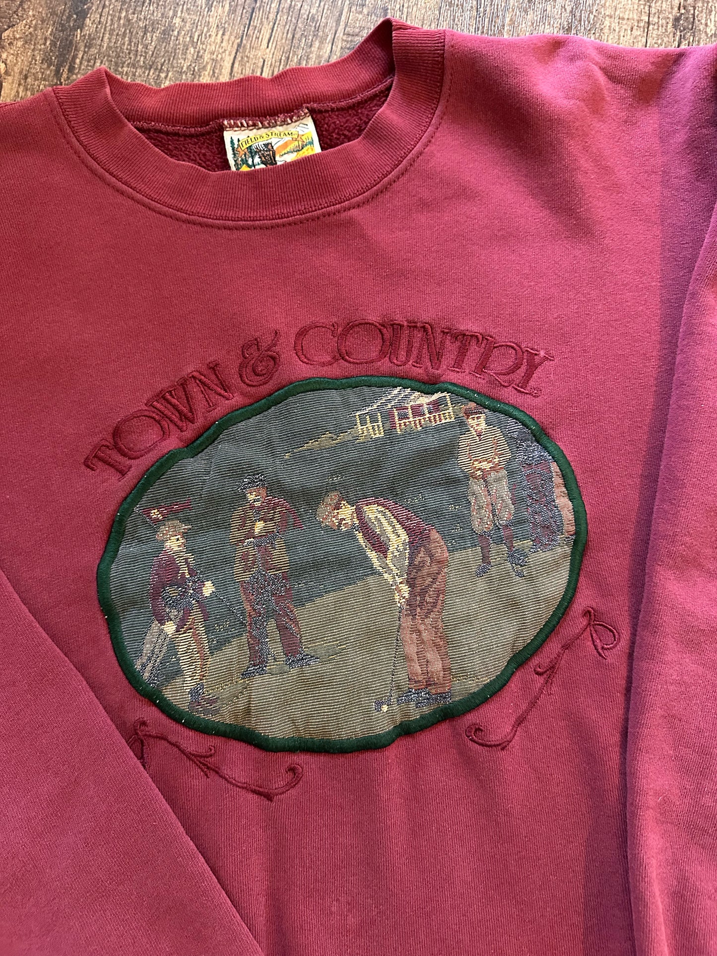 Vintage Field & Stream Crewneck (L) Golf Tapestry - Red/Maroon