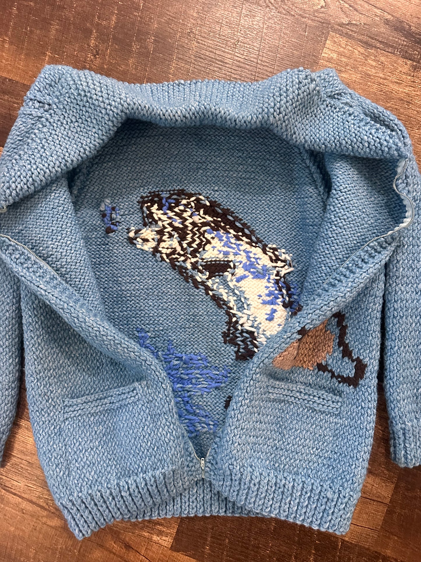 Vintage 60s Cowichan Trout Sweater (L?) Check msmt