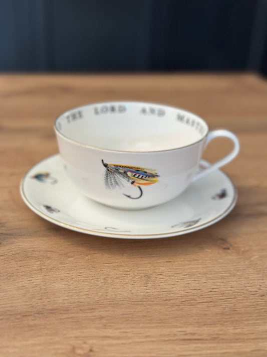 Rare 1980s Eximious “To The Lord and Master” Fly Lure Tea/Coffee/Soup Cup